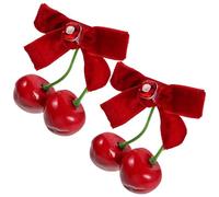 PAMINGONO Paire de Pinces à Cheveux Accessoires Confortables et Chauds Cerises Rouges en Velours Doux Style Adorable et Mignon pour Filles pour L'automne Fêtes