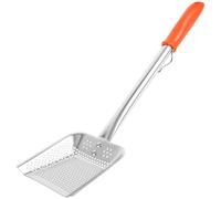 PAMINGONO Passoire à Graisse en Acier Inoxydable Perforée Manche Orange Petite Taille Cuillère Écumoire Multifonction pour Filtrer Huile et Aliments Frits Ustensile Cuisine Résistant et