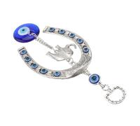 PAMINGONO Pendentif Décoratif Amulette en Alliage Éléphant et Fer à Cheval Bleu Pendentif Œil Turc Protecteur Énergies Négatives Décoration Murale Symbolique