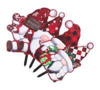 PAMINGONO Piquets Décoratifs de Noël pour Jardin Extérieur Lot de 4 Panneaux Métalliques Colorés de Gnomes Décorations Festives pour Pelouse et Garden-Party D’Hiver