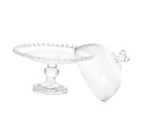 PAMINGONO Plateau à Gâteaux Multifonction En Verre Transparent Couvercle à Cloche Et Poignée, Diamètre Moyen, Plateau à Desserts Ménager Élégant, Protection Alimentaire Pour Maison Et Réception