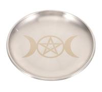 PAMINGONO Plateau Autel Métal avec Pentagramme et Lune Plateau de Rangement Cérémonial Fer pour Bougies et Bijoux Accessoire Décoratif Wicca pour Rituel Sacré