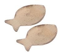PAMINGONO Plateau Décoratif en Bois Naturel Forme Poisson, Lot de 2 Plateaux 23,6 X 15 X 3 Cm, Rangement pour Bijoux et Clés, Vide-Poches Polyvalent pour Salle de Bain, Entrée et