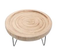 PAMINGONO Plateau Décoratif en Bois Rond avec Pieds en Fer, Centre de Table de Ferme Multifonction, Plateau de Rangement à Bijoux Vintage, Plat Décoratif Maison et Présentation de