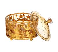 PAMINGONO Plateau Décoratif Rond en Fer Doré pour Stockage des Aliments Pendant Ramadan, Bonbonnière Réutilisable et Facile à Nettoyer, Décoration Maison Festivités de L'aïd