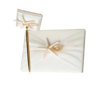 PAMINGONO Registre de Présence Style Plage en Tissu Blanc et Message Livre avec de Mer pour Mariage pour Cérémonie de Mariage ou Fête Nuptiale