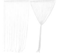 PAMINGONO Rideau de Porte à Fils Argentés 2 Pièces, 1x2m en Polyester | Séparateur de Pièce, Filtre la Lumière, pour Salon, Mur ou Tringle, Blanc, Ambiance Festive