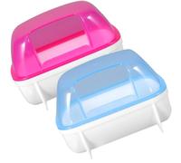 PAMINGONO Salle de Bain de Sable pour Hamster 2 Pièces Plastique Bleu | Détachable, Demi-transparent, Stabilité au Sol, pour Cage à Maison, Usage Sûr pour Petits Animaux