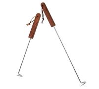 PAMINGONO Spatule à Aliments et Crochet à Viande en Acier Inoxydable Poignée Texturée Marron, Lot de 2 pour Abattoirs et Ateliers de Transformation de Porc et Canard Rôti