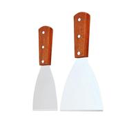 PAMINGONO Spatule à Gâteau Inox Manche en Bois, Lot de 2 Pièces, Grattoir Cuisine pour Pizza et Teppanyaki, Ustensiles Robustes pour Usage à Domicile Cuisine
