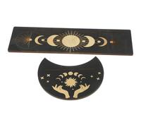 PAMINGONO Support pour Cartes de Tarot en Bois 2 Pièces, Support Délicat et Élégant de Lune et Rectangle, Accessoire de Divination pour Contemplation et Tirage de Tarot