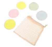 PAMINGONO Tampon Démaquillant En Velours Réutilisable 6pcs 8cm Aléatoires Avec Paquet à Cordon Houppette Nettoyante Visage