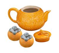 PAMINGONO Théière Céramique Forme Orange avec Pots de Stockage pour Thé Vrac Maison Pratique et Élégant pour Amateurs de Thé