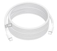Pamker Long Cable USB C 5M, 60W Câble Charge Rapide Cable Type C Fil USB C | Câble USB-C vers USB-C pour iPhone 17 16 15 Pro Max,MacBook Pro iPad Air 4,Galaxy S23 S22 S21 S20,Google Pixel Xiaomi Sony