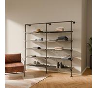 pamo Étagère Murale Style Industriel avec étagères en métal - Portant à vêtements Mural 290 kg - Dressing Ouvert Robuste