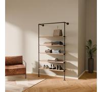 pamo Étagère Murale Style Industriel avec Planches en chêne - Portant à vêtements Mural 160 kg - Dressing Ouvert Robuste