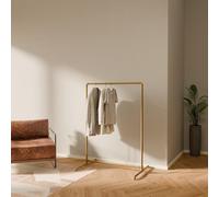 pamo Portant Vêtements Doré Autoportant - Penderie Ouverte Industrielle Métal 99 x 125 cm - Dressing Ouvert Design Gold pour Chambre, Entrée & Dressing - Charge 60 kg