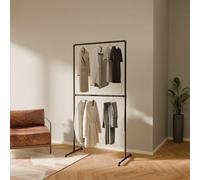 pamo Tringle à vêtements autoportante au design industriel Loft - LAS - Porte-manteau pour dressing mural I Chambre à coucher Portant à vêtements en tubes solides noirs - Sans montage mural
