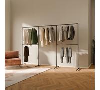 pamo Tringles à vêtements autoportantes design loft industriel - LAS III - Garde-robe pour dressing I, porte-manteau pour chambre à coucher en tuyaux noirs robustes - autoportant