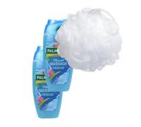 Pamolive Lot de 2 gels douche massants avec houppette de douche 250 ml