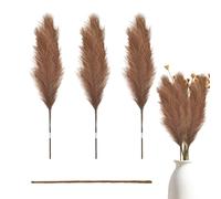 Pampas Grass Boho - Bouquet d'herbe artificielle séchée de 110 cm, pampas en polyester spongieux et durable pour mariage bohème, maison et décoration florale, 3 têtes de fleur avec tige