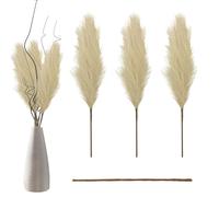 Pampas Grass Boho - Bouquet d'herbe artificielle séchée de 110 cm, pampas en polyester spongieux et durable pour mariage bohème, maison et décoration florale, 3 têtes de fleur avec tige