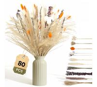 Pampas Sechees Decoration, 80 Pièces Fleurs Séchées Naturelles | Queue Lapin, Bouquet de Roseaux pour Vase de Style Bohème, Champêtre ou Rustique, Table de Mariage et Cadeau de Crémaillère