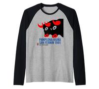 Pampelune Vintage Festival de San Fermin 1991 Bull Run Manche Raglan