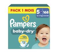 Pamper Baby-Dry S5+ Lot de 168 couches - Taille 5+, 12 à 17 kg