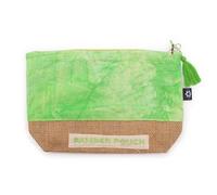 Pamper Pouch Mother Earth Green Trousse à maquillage écologique en jute et coton avec fermeture éclair sécurisée et motif brodé pour voyage et usage quotidien Délavé 25 x 15 x 7,5 cm, Vert,
