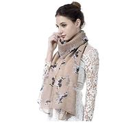 Pamper Yourself Now - Echarpe Femme Souple et Elégante avec Motif de Chien - Beige avec Blanc et Noir Chiens, 180cm X 90cm