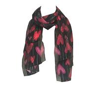 Pamper Yourself Now Écharpe fine en forme de cœur rouge et rose pour femme - Noir - Taille Unique