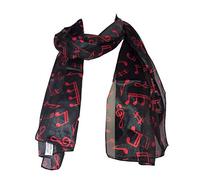 Pamper Yourself Now Foulard fin en forme de notes de musique et de clé de sol. Cadeau idéal pour les amateurs de musique. Joli foulard de musique pour chorales et groupes musicaux., Noir/rouge., 150cm