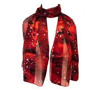 Pamper Yourself Now Jolie écharpe de Noël rouge avec flocons de neige et Père Noël sur luge, Rouge, 150cm X 50cm