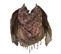 Pamper Yourself Now Marron Dentelle Cercle Triangle Foulard avec Le Bord Mousseline - Brown Circle Lace with Chiffon Edge Design Triangle Scarf