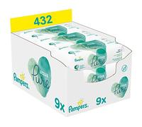 Pampers Harmonie Aqua Lot de 9 paquets de 432 lingettes humides pour bébé sans plastique, aident à restaurer le pH naturel de la peau, avec 99% d'eau