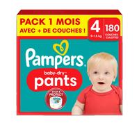 Couches-Culottes Pampers Baby-Dry Taille 4 - Pack 1 Mois - 180 Couches Multicolore
