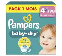 Pampers Couches Baby-Dry Pack 1 mois Taille 4 – 198 couches
