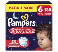 Pampers Couches-culotte Night Pants Taille 6 15kg+ 138 couches Maintien 360° Absorbant Nuit