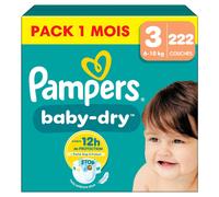 Pampers Baby-Dry Pack 1 Mois, Taille 3, 222 couches