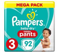 Pampers Baby-Dry Pants Taille 3, 6 a 11 kg, 92 Couches-Culottes - Mega Pack
