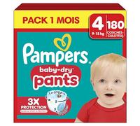 Couches-Culottes Pampers Baby-Dry Taille 4 - Pack 1 Mois - 180 Couches Multicolore