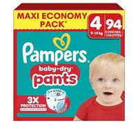 Pampers Baby-Dry Pants Taille 4, 94 Couches-Culottes, 9kg-15kg, Maintien 360° Pour Aider À Éviter Les Bâillements et Les Fuites