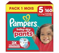Couches-Culottes Pampers Baby-Dry Taille 5 - 160 Couches - Pack 1 Mois Multicolore