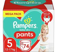Pampers Baby-Dry Pants Taille 5, Pantalons à couches 74, Changement de jour et protection de nuit faciles et amusants, 12-17 kg