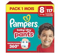 Pampers Couches culottes Baby-Dry Pants taille 8 extra large 19 kg+ pack mensuel 1x117 pièces