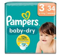 Pampers Baby-Dry Taille 3, 34 couches, 6 kg à 10 kg (34 pièces)