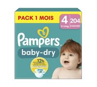PAMPERS BABY-DRY TAILLE 4 204 COUCHES (9-14 KG)
