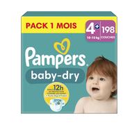 Pampers Couches Baby-Dry Pack 1 mois Taille 4 – 198 couches