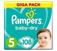 Pampers Baby Dry taille 5, 11-23 kg, Mega Plus Pack, 108 pièces